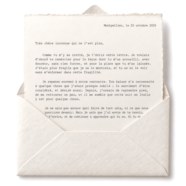 Lettre ivoire dans une enveloppe 恒一